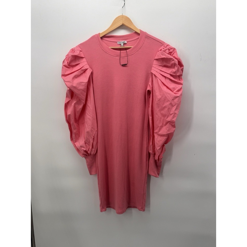Fashion nova Puff Long Sleeve T Shirt Dress Short Hot Pink Sz XL Barbiecore NWOT - Picture 3 of 11